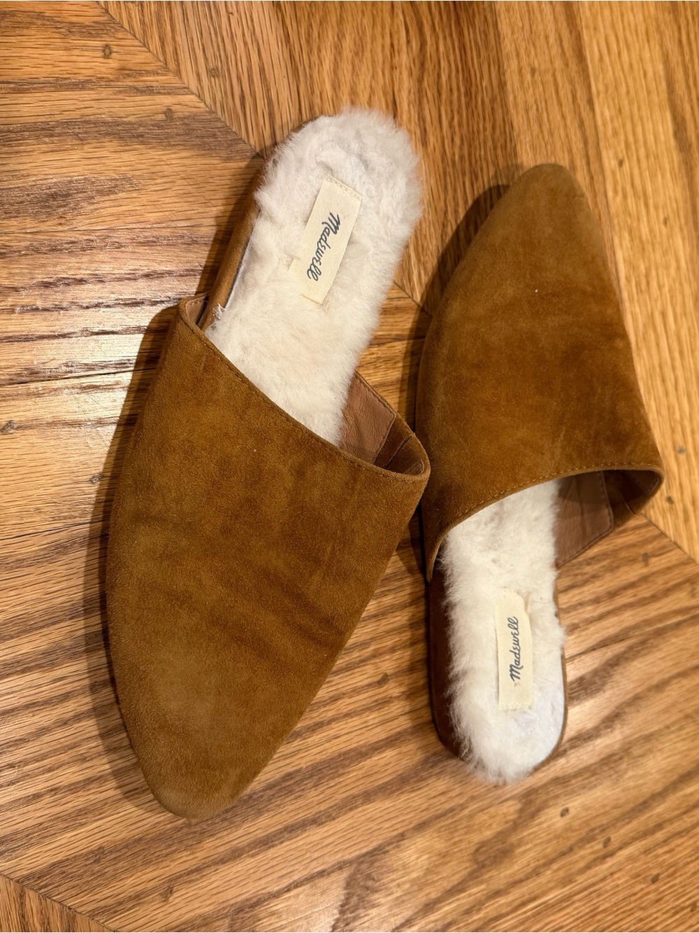 Madewell Brown Suede Shearling Lined Mule Slippers